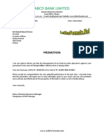 ABCD Bank promotion letter template
