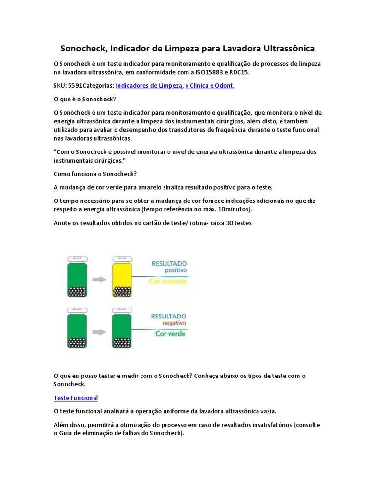 Teste Lavadora - Sonocheck | PDF