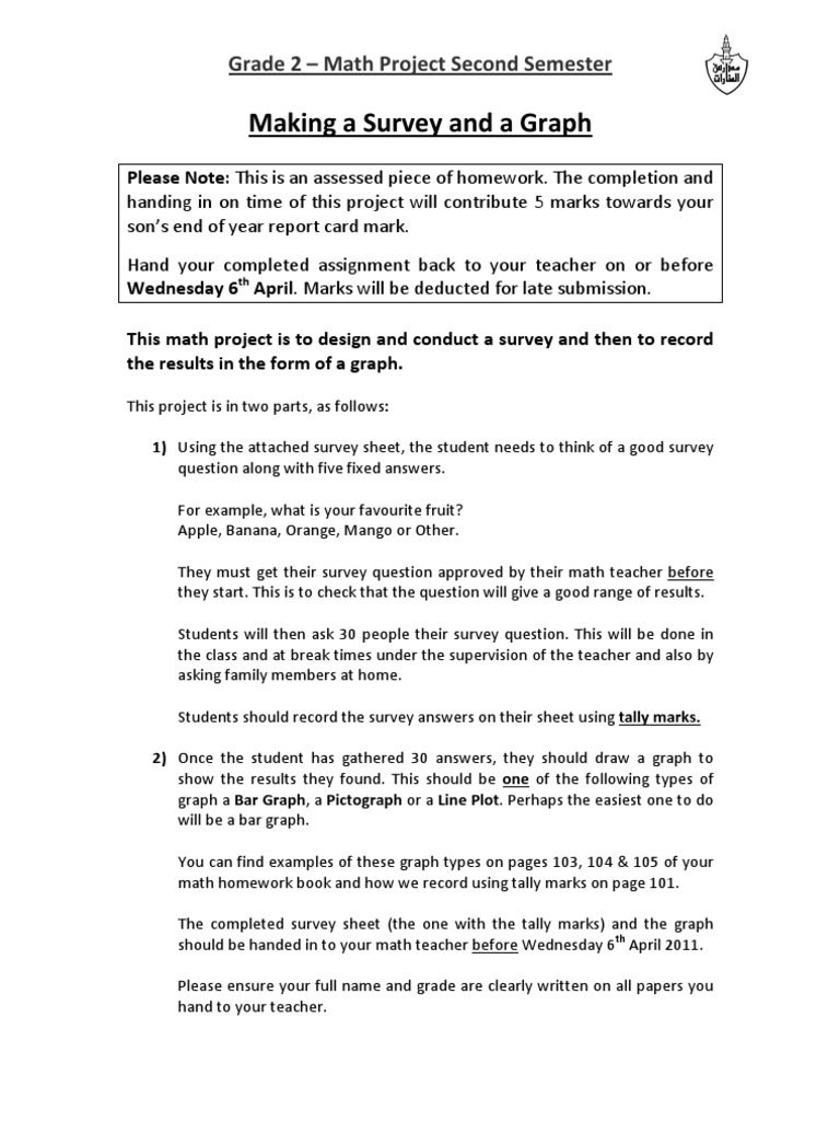 G2 - Math Project - Semster 2 Mar 2011 | PDF | Question | Behavior ...