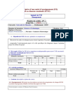 Fiche Descriptive D'une Unité D'enseignement (UE) : Et de Ses Éléments Constitutifs (ECUE)