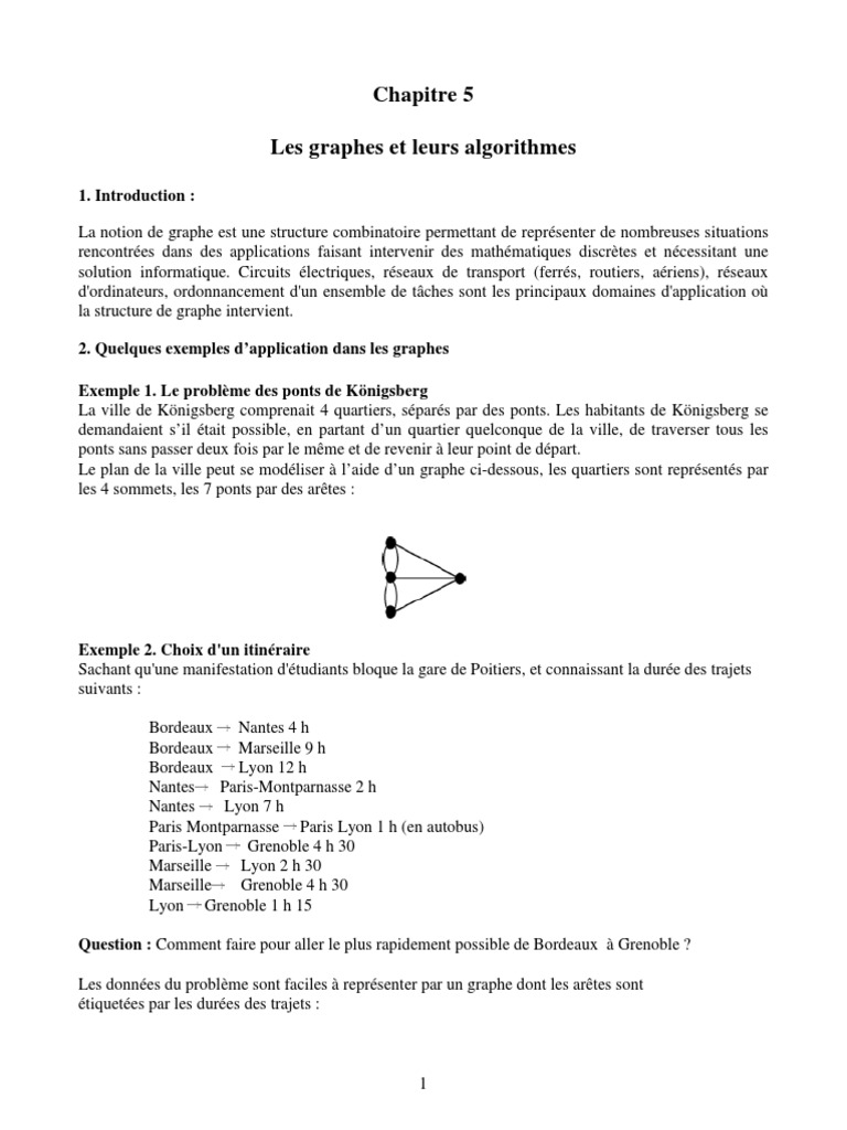 Graphes et algorithmes : applications clés | PDF | Théorie des graphes ...