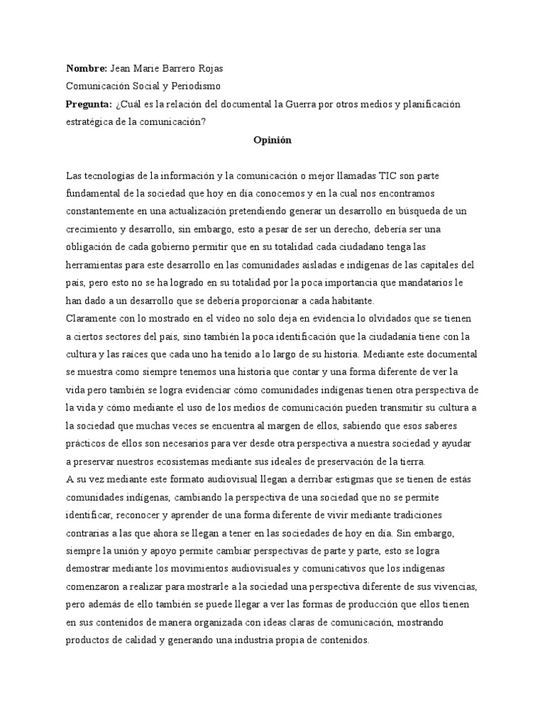 3867 Barrero Rojas Jean Marie Escrito La Guerras Por Otros Medios PDF Sociedad