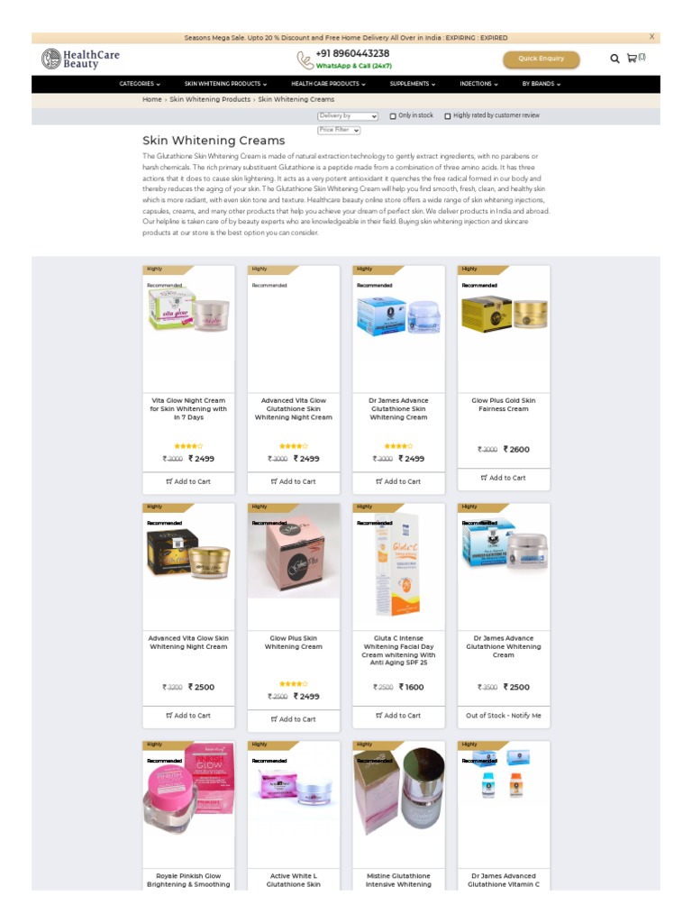 glutathione + vitamin c WWW Healthcarebeauty in Skin Whitening Products Skin Whitening Creams | PDF  | Human Skin Color