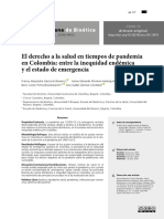 El Derecho A La Salud en Tiempos de Pandemia en Colombia