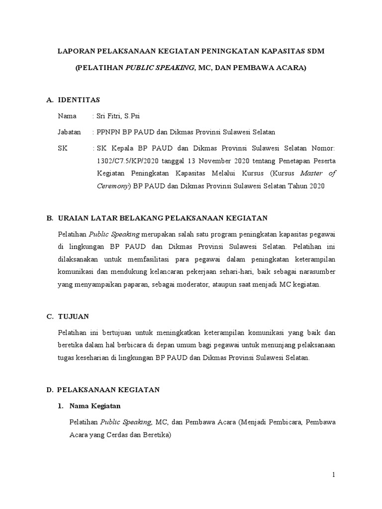 Laporan Pelatihan MC PDF Ilmu Sosial