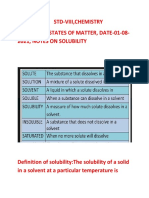 Std-Viii, Chemistry Chapter-1, States of Matter, Date-01-08-2021, Notes On Solubility