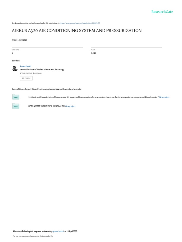 Airbus A320 Air Conditioning System and Pressurization: April 2020