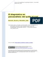 Bonoris, Bruno y Recalde, Jose (2014) - El Diagnostico en Psicoanalisis Del Quien Al Que