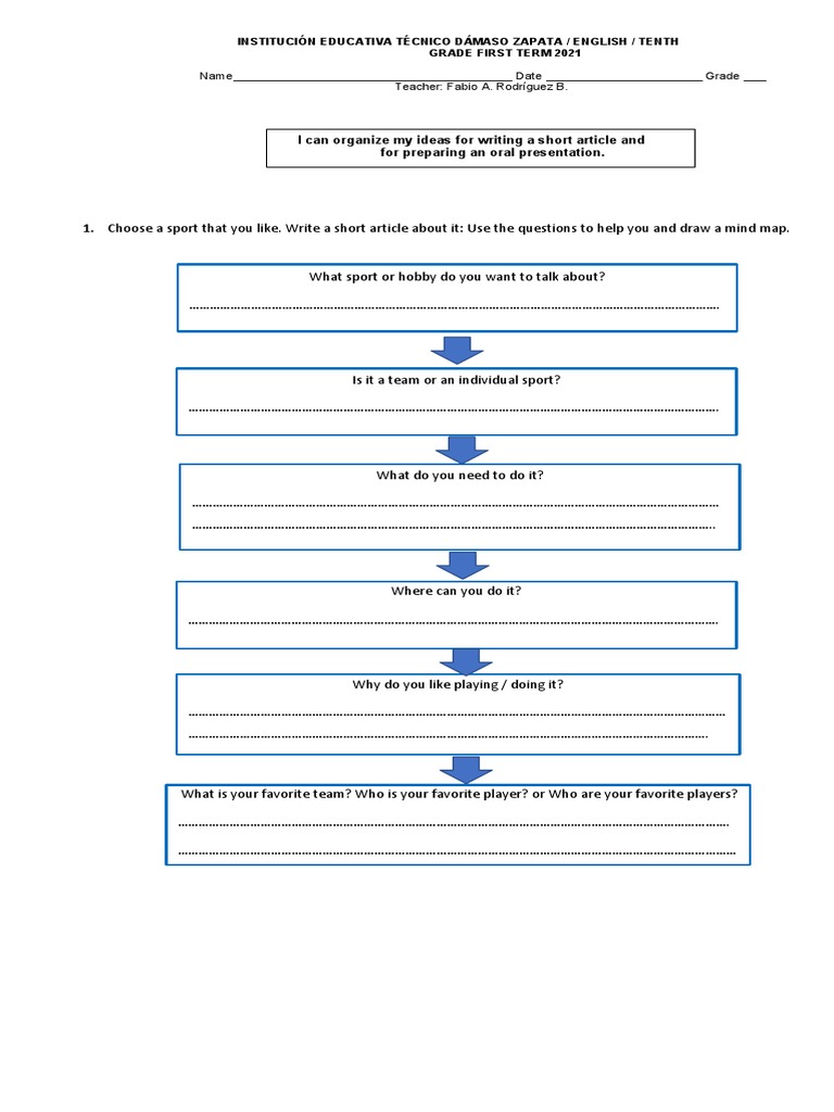 03.3 Unit 1 Lesson 1 Writing Exercise - Sports | PDF | Cognition ...