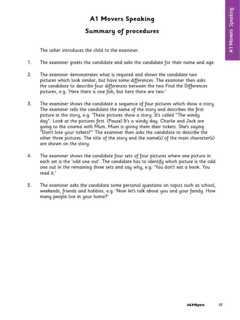 A1 Movers Speaking Test Overview | PDF | Tests