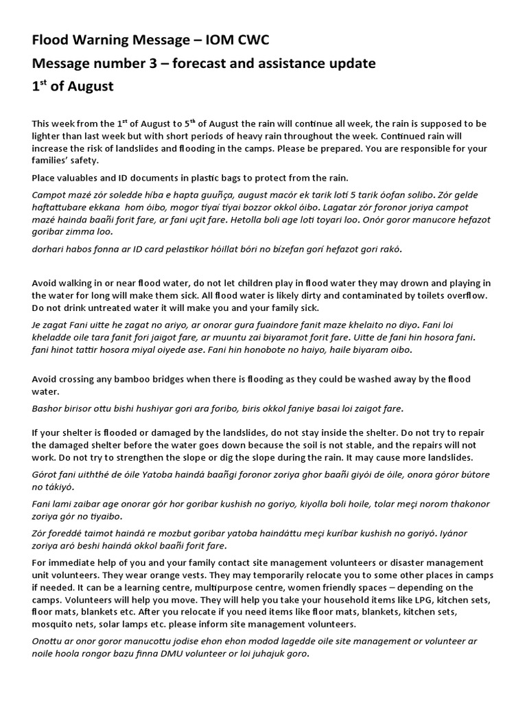Flood Warning and Safety Guidelines | PDF | Natural Disasters ...