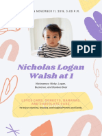 Nicholas Logan Walsh at 1: Loves Cars, Monkeys, Bananas, and Chocolate Cake