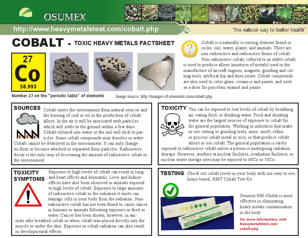 Cobalt Toxic Heavy Metals Fact Sheet Cobalt Toxic Heavy Metal