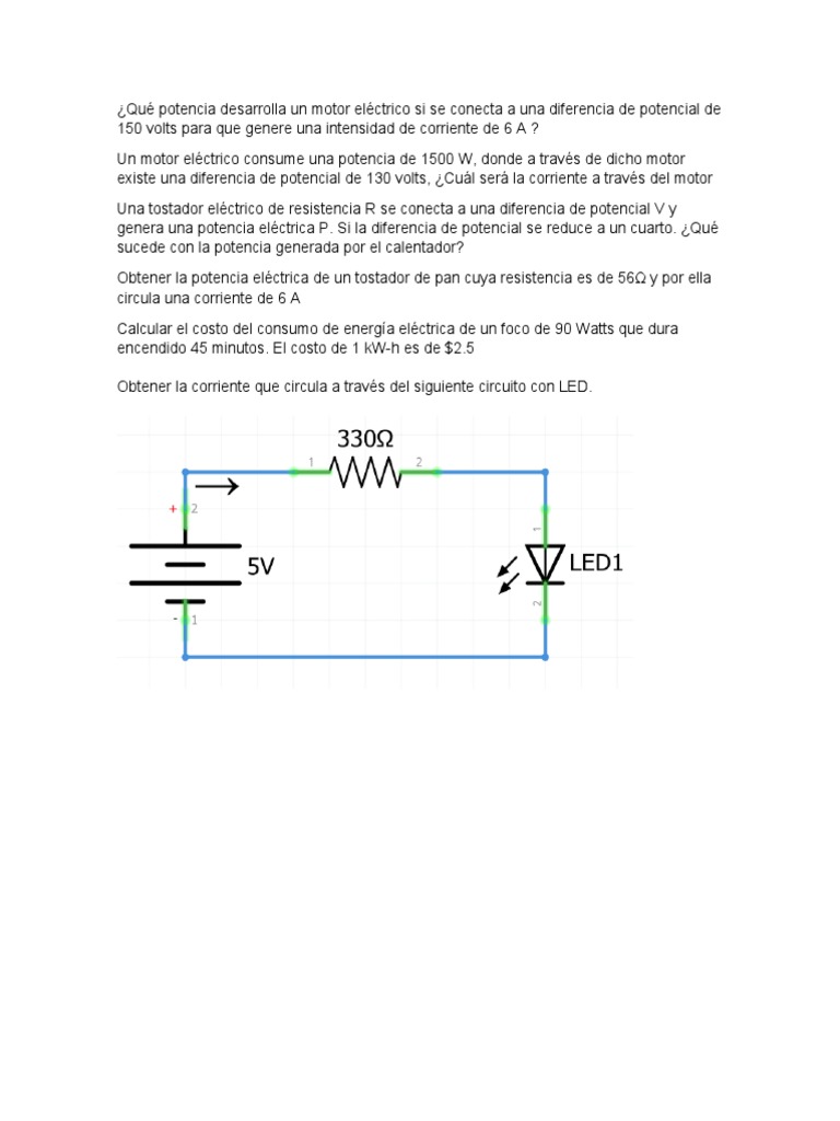 Ejercicios de Ley de Ohm y Potencia | PDF | Energia electrica | voltaje