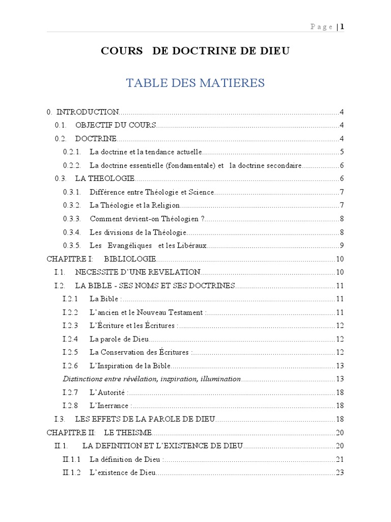 Cours sur la Doctrine de Dieu | PDF | Dieu | Théologie