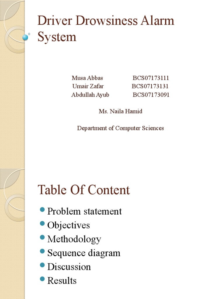Driver Drowsiness Alarm System | PDF | Computer Science | Applied ...