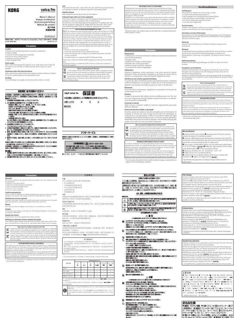 Korg Volca FM Manual | PDF | Electromagnetic Interference | Radio