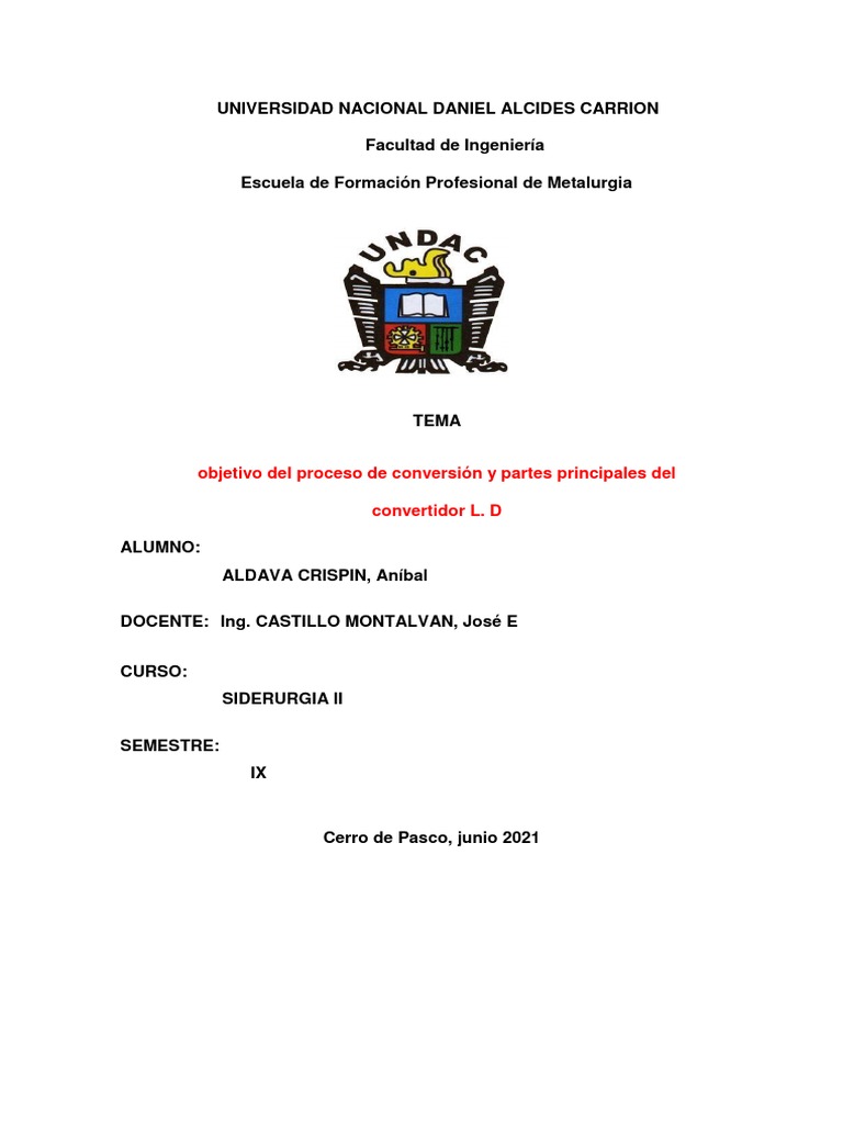 Objetivo y partes del convertidor LD | PDF | Arrabio | Acero