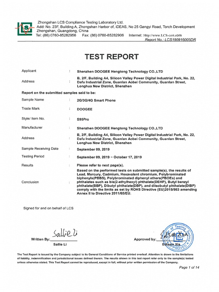 LCS Compliance Testing Report Summary | PDF | Printed Circuit Board ...
