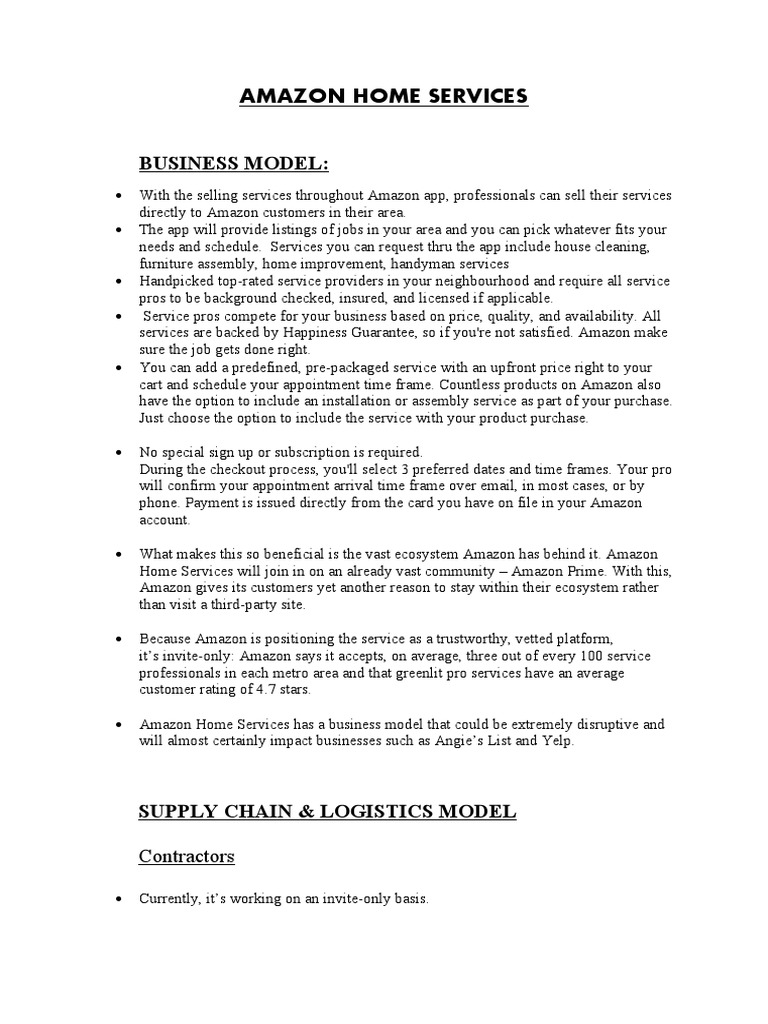 Amazon Home Services Business Model PDF Home Insurance Business