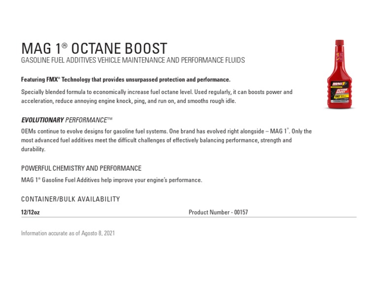 Mag 1® Octane Boost: Gasoline Fuel Additives Vehicle Maintenance and ...