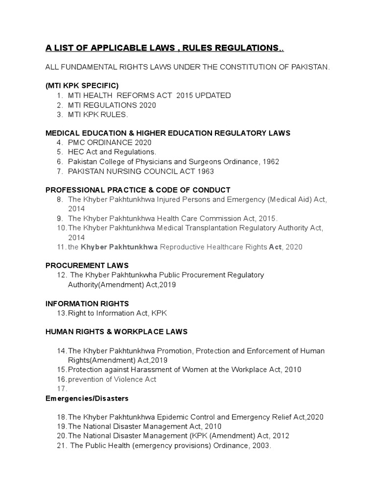 KPK Laws and Regulations Overview | PDF