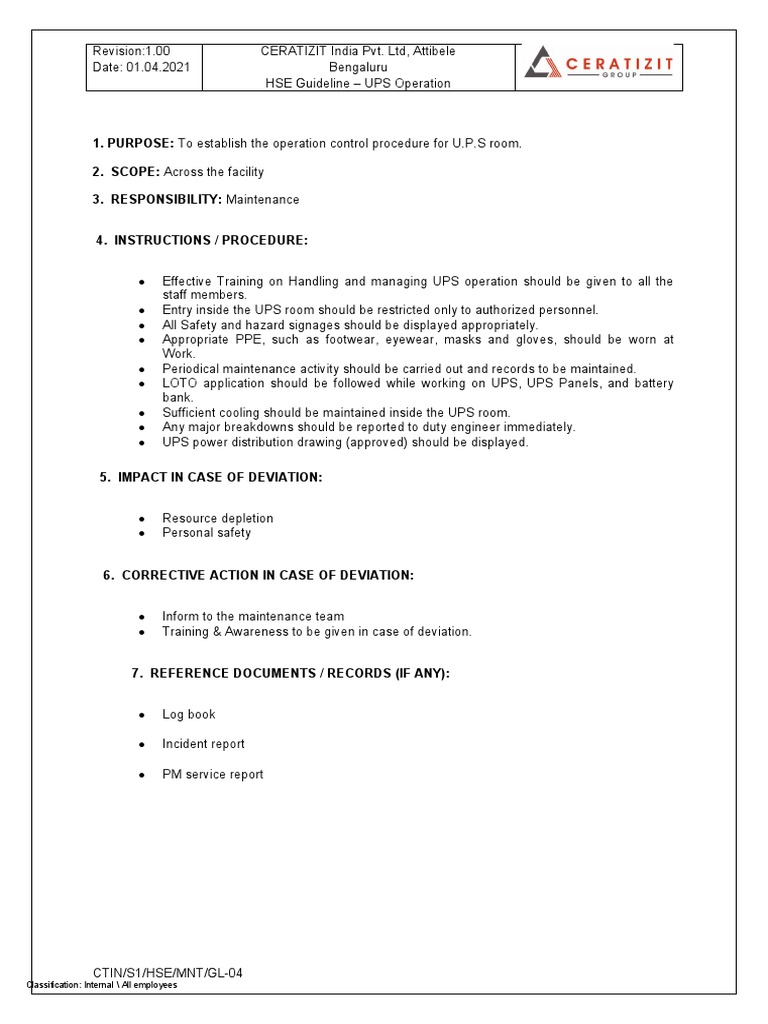 HSE Guidelines for UPS Operations | PDF | Workplace | Occupational ...