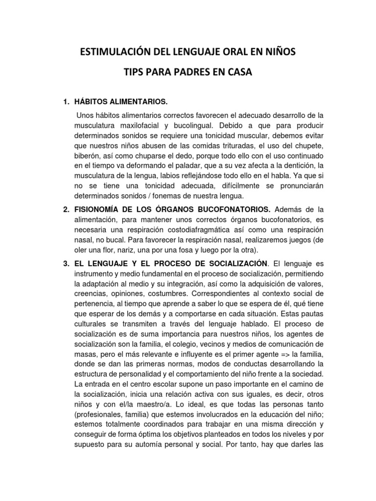 Actividades para Estimular el Lenguaje Oral | PDF | Ritmo | Socialización