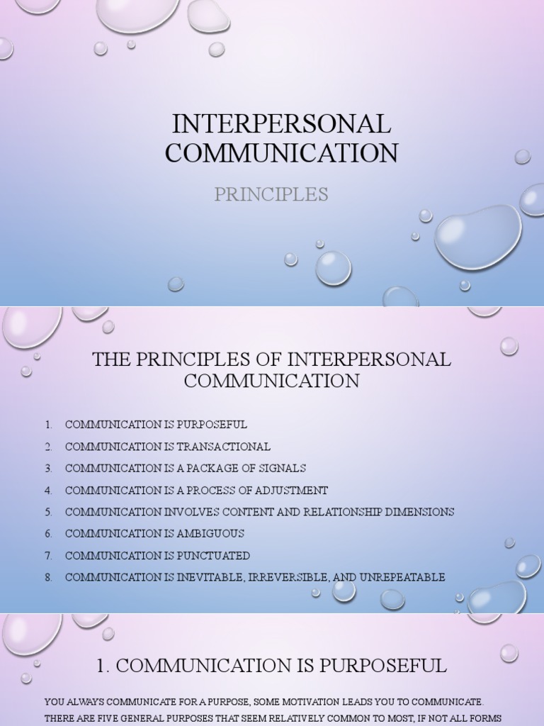 Interpersonal Communication: Principles | PDF | Communication ...