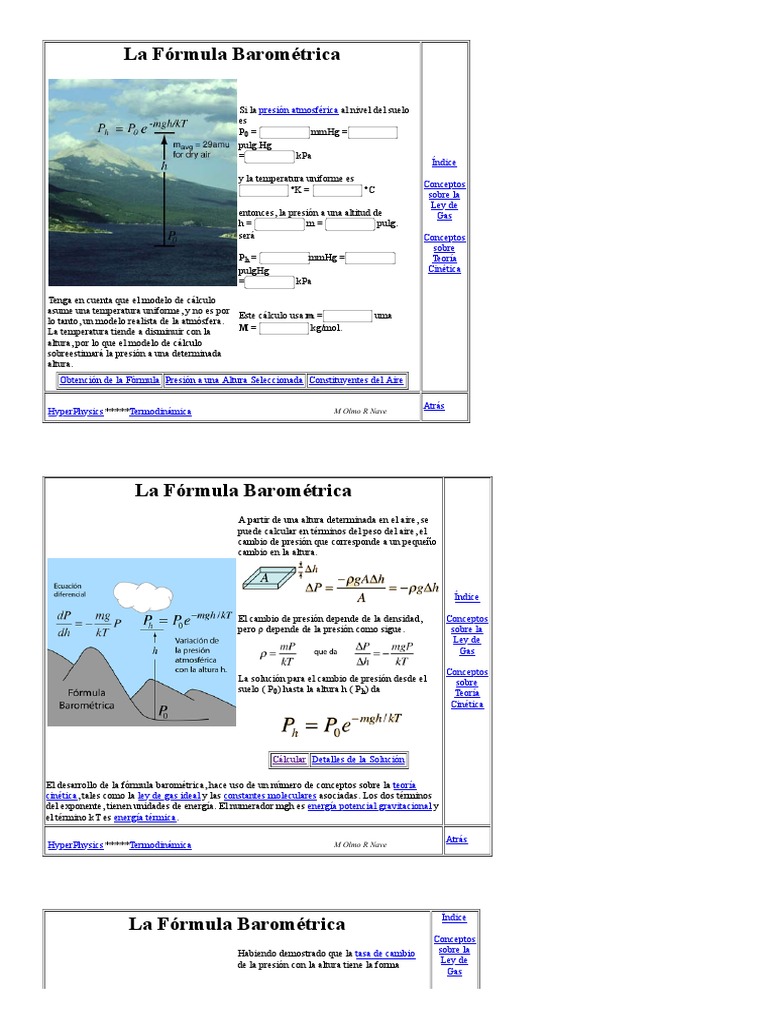 The Barometric Formula PDF Gases Presión