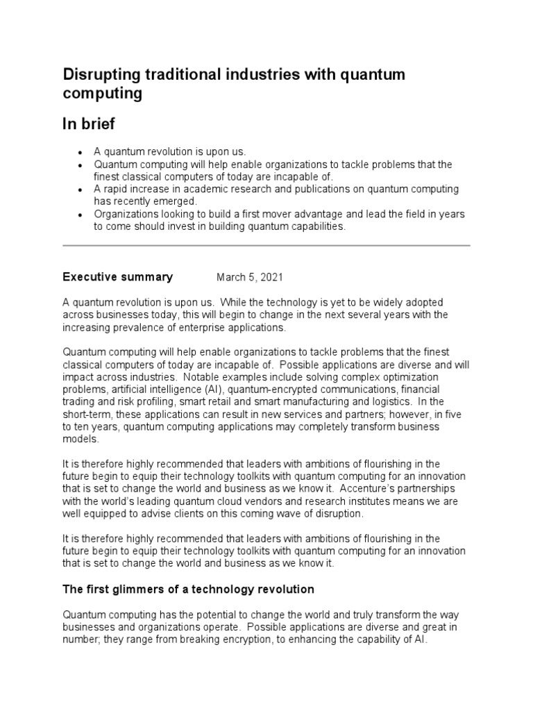 Quantum Computing's Impact on Industries | PDF | Cloud Computing ...