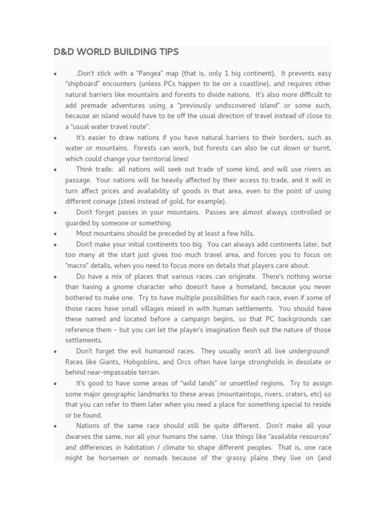 D&D World Building PDF