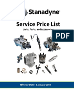 Service Price List for Pumps, Parts and Accessories