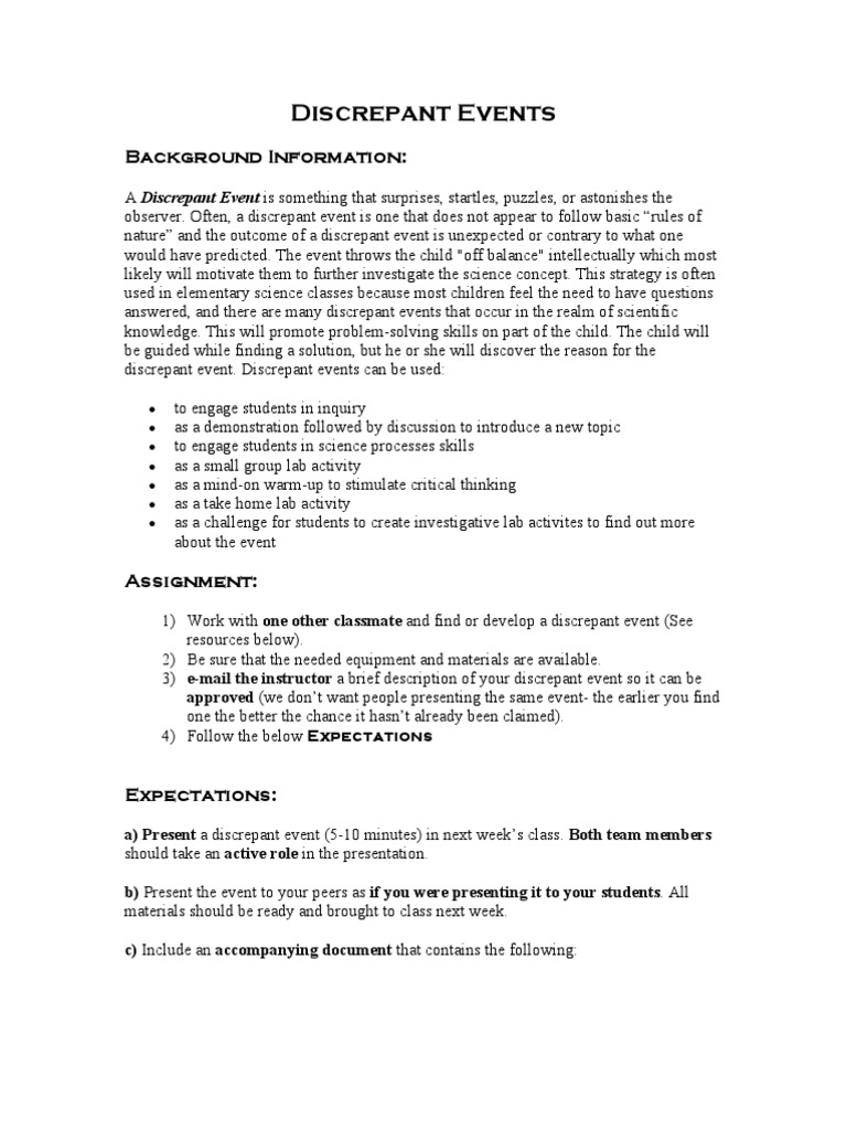 Discrepant Events - Activity | PDF