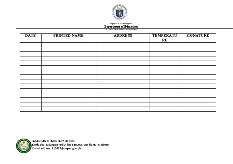 Labangan Elementary School Contact Info | PDF