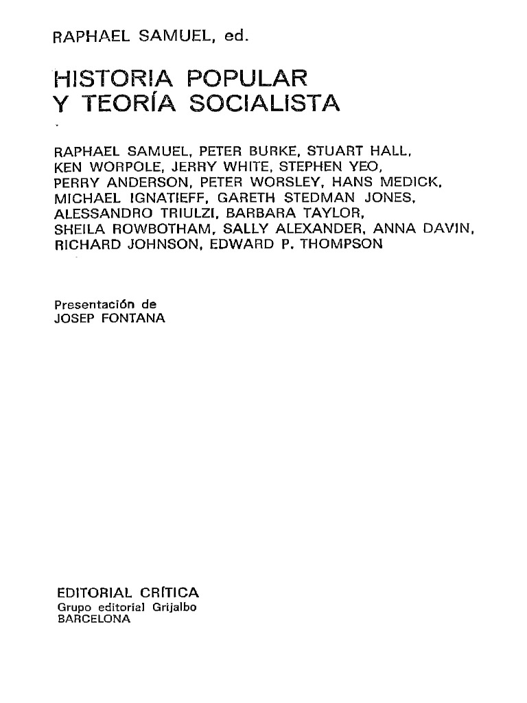 Samuel Raphael - Historia Popular Y Teoria Socialista | PDF