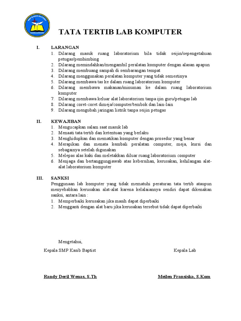 Tata Tertib Lab Komputer PDF