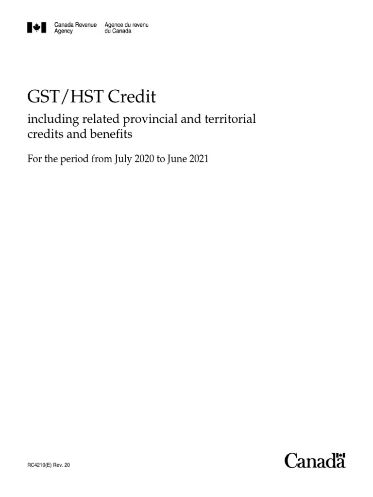 GST/HST Credit Including Related Provincial and Territorial Credits
