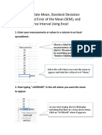 Calculate Statistics Like Mean, Standard Deviation, SEM and 95% CI in Excel