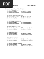 Types of Adjectives Sheet