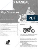 Manual de Usuario Honda Nighthawk 650 83-85