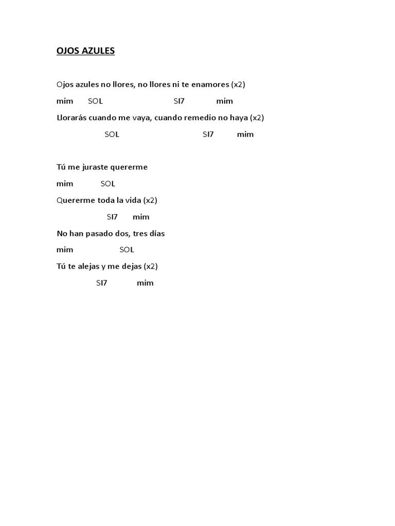 Ojos Azules Acordes PDF