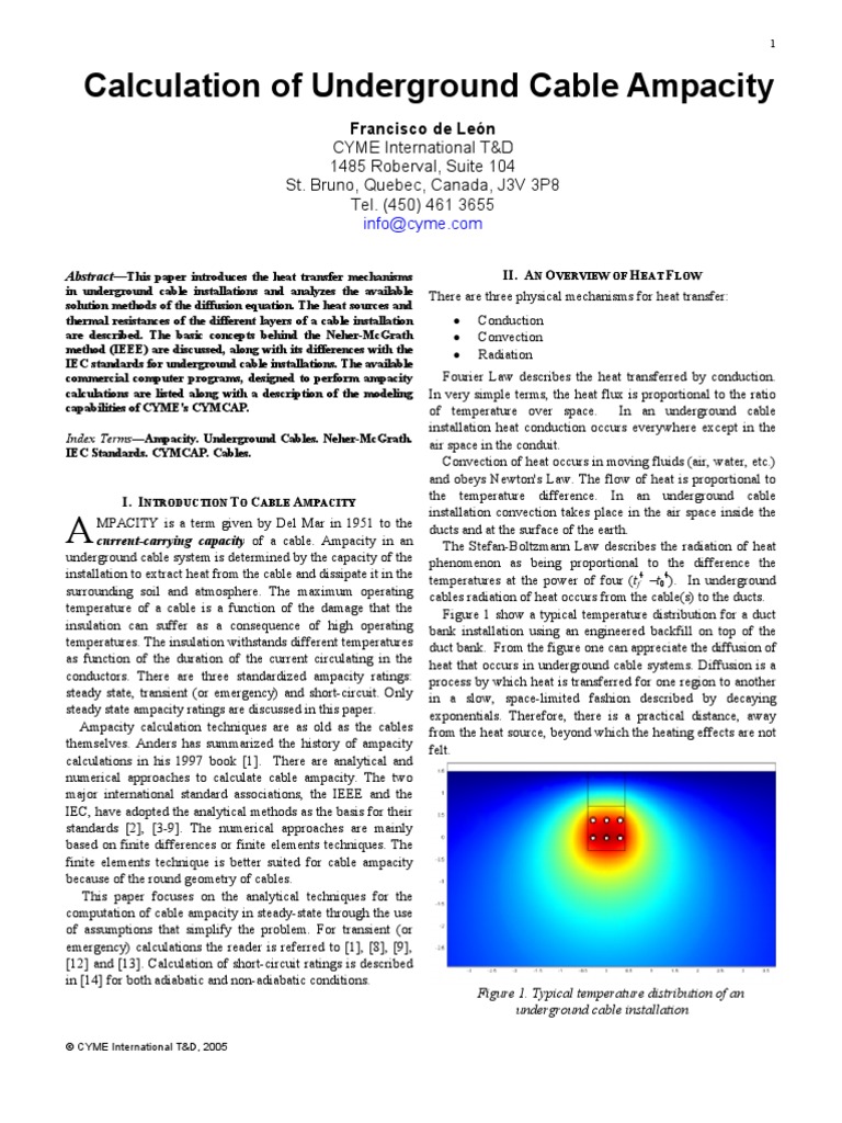 Calculation of Cable Ampacity | PDF | Thermal Conduction | Heat Transfer