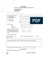 Application Form For Seeking Information Under RTI Act