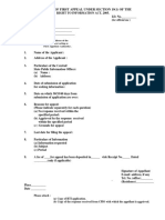 Proforma of First Appeal Under Section 19 (1) of The