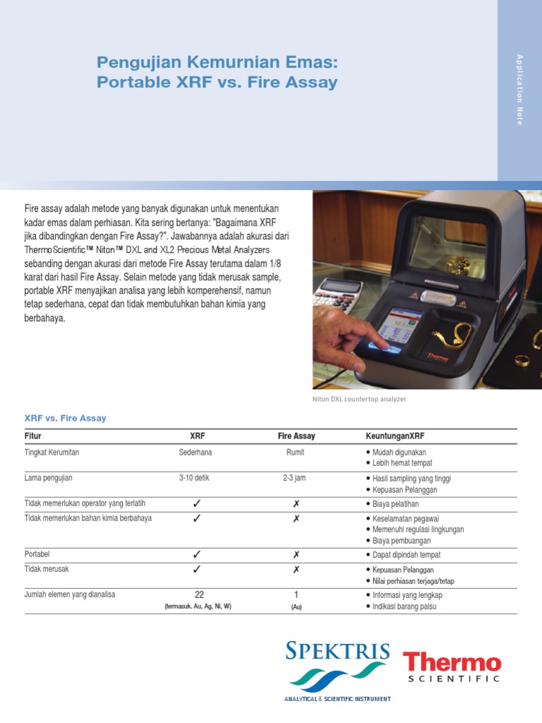 Niton XRF V Fire Assay App Note Indonesia PDF