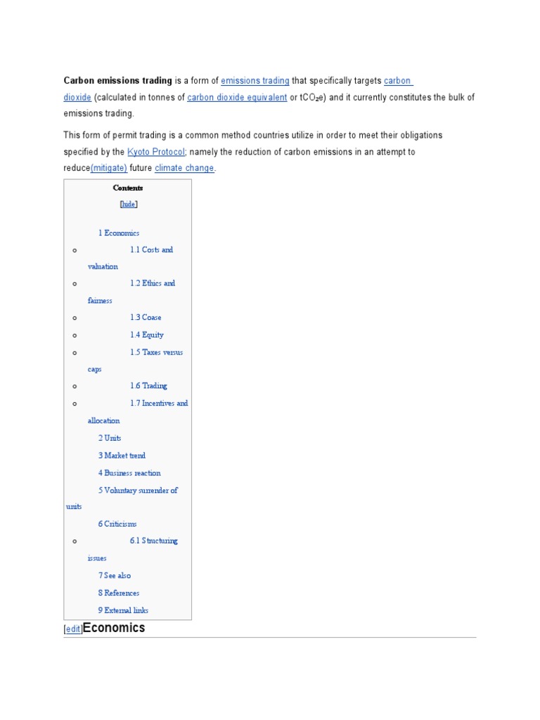 Understanding Carbon Emissions Trading | PDF | Emissions Trading ...