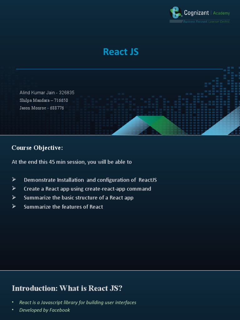 01 Introduction To React | PDF | Document Object Model | Html Element
