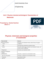 Physical, Chemical and Biological Characteristics of Wastewater