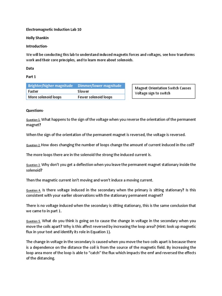 Induction Lab PDF Induction Inductor